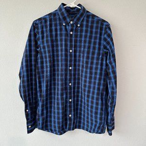 Fred Perry Blue Black Plaid Button-Down Shirt Small